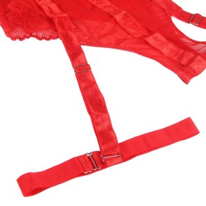 SUBBLIME - TEDDY AVEC JARRETIÈRE DÉTAIL POITRINE ROUGE S-M