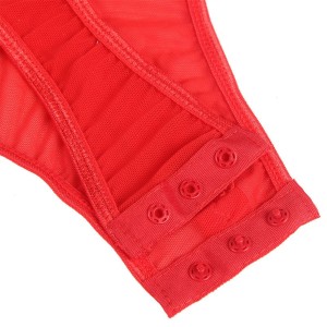 SUBBLIME - TEDDY AVEC JARRETIÈRE DÉTAIL POITRINE ROUGE S-M