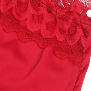 SUBBLIME - BABYDOLL EN SATIN AVEC DENTELLE ROUGE S-M