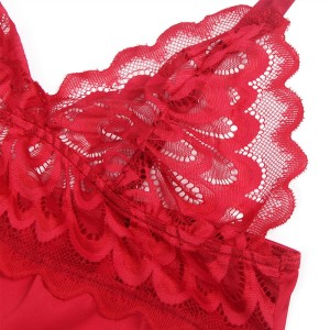 SUBBLIME - BABYDOLL EN SATIN AVEC DENTELLE ROUGE S-M