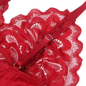 SUBBLIME - BABYDOLL EN SATIN AVEC DENTELLE ROUGE S-M