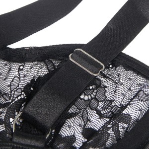 SUBBLIME - TEDDY AVEC JARRETIÈRE AVEC DÉTAIL DENTELLE ET BANDES NOIR S-M