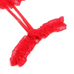 SUBBLIME - TEDDY AVEC JARRETIÈRE AVEC DÉTAIL DENTELLE ET BANDES ROUGE S-M