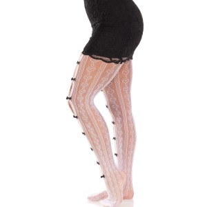 LEG AVENUE - BAS AVEC OUVERTURES COEUR and NOEUDS ROSE