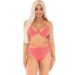 LEG AVENUE - TOP and CULOTTE JAUNE AVEC BRETELLES