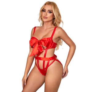 SUBBLIME - 954468 BODY SEXY AJOURÉ AVEC NOEUD ROUGE S-M