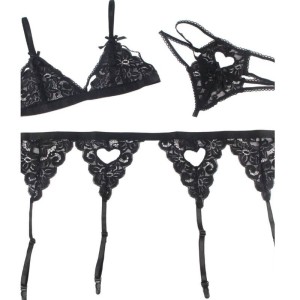 SUBBLIME - SET ENSEMBLE TROIS PIÈCES SOUTIEN-GORGE PORTE-JARRETELLE STRING S-M