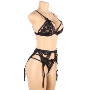 SUBBLIME - SET ENSEMBLE TROIS PIÈCES SOUTIEN-GORGE PORTE-JARRETELLE STRING S-M