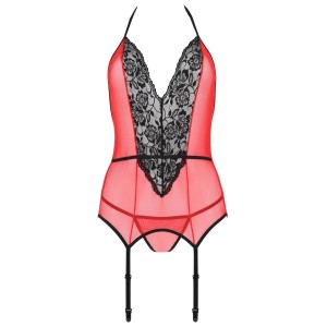 PASSION - PEONIA CORSET LIGNE ÉROTIQUE ROUGE S-M