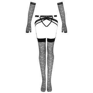LIVCO CORSETTI FASHION - ENSEMBLE NEMALIA JARRETIÈRE BAS GANTS NOIR