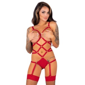 LIVCO CORSETTI FASHION - THIARA LC 20213 ENSEMBLE CORPS BAS ROUGE S-M