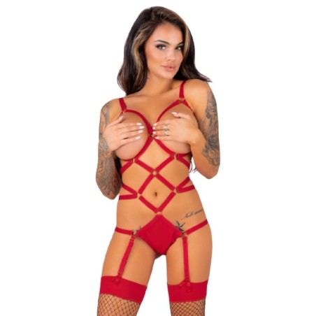 LIVCO CORSETTI FASHION - THIARA LC 20213 ENSEMBLE CORPS BAS ROUGE S-M
