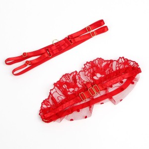 SUBBLIME - 957506 ENSEMBLE SOUTIEN-GORGE ET JARRETELLE EN DENTELLE ROUGE S-M