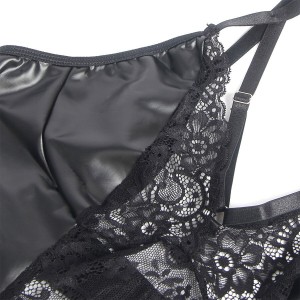 SUBBLIME - 957520 ROBE EN CUIR AVEC DENTELLE FLORALE NOIRE S-M