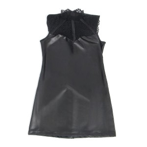 SUBBLIME - 957544 ROBE EN CUIR COL DENTELLE NOIRE S-M