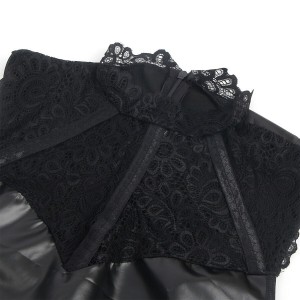 SUBBLIME - 957544 ROBE EN CUIR COL DENTELLE NOIRE S-M