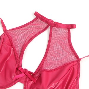 SUBBLIME - 957605 ENSEMBLE SOUTIEN-GORGE ET JUPE EN CUIR ROUGE S-M