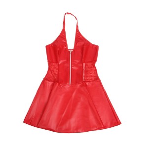 SUBBLIME - 957728 ROBE EN CUIR À FERMETURE ÉCLAIR EN DENTELLE ROUGE S-M