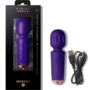 ROCKS-OFF - MINI BAGUETTE RECHARGEABLE 16 FONCTIONS TULIPE NOIRE
