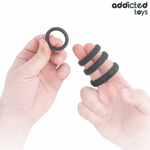ADDICTED TOYS - ENSEMBLE DANNEAUX PÉNIS TEXTURÉS, 4 TAILLES