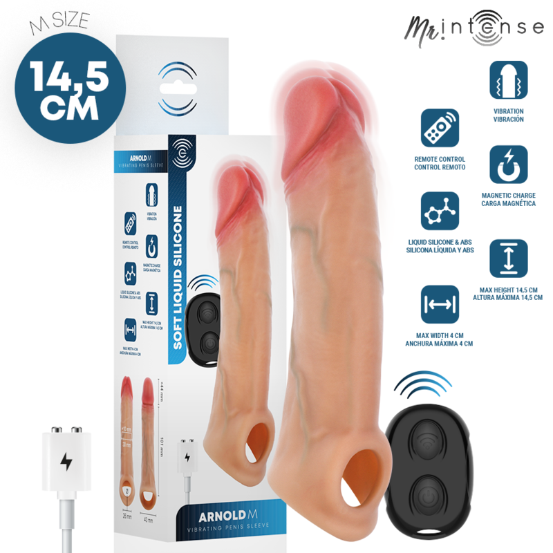 MR INTENSE - ARNOLD M VIBRATEUR MANCHON PÉNIS EN SILICONE AVEC TÉLÉCOMMANDE 14,5 CM -Ø- 4 CM
