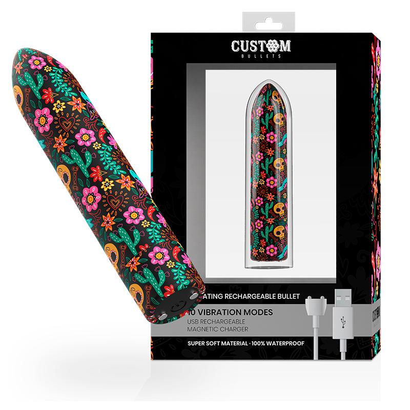 CUSTOM BULLETS - BULLETS PERSONNALISÉS RECHARGEABLE FLORAL 10 INTENSITIES