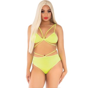 LEG AVENUE - TOP and CULOTTE JAUNE AVEC BRETELLES