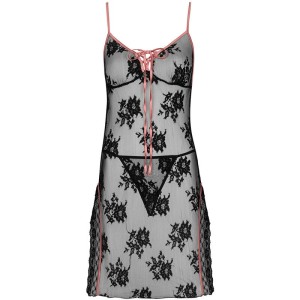 LIVCO CORSETTI FASHION - KARONIN LC 90628 CHEMISE CULOTTE NOIR L-XL