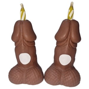 DIABLO PICANTE - BOUGIES CHIFFRES DANNIVERSAIRE EN FORME DE PÉNIS, TON FONCÉ, 2 UNITÉS