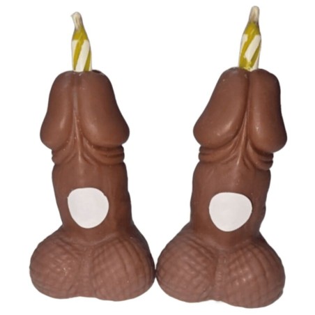 DIABLO PICANTE - BOUGIES CHIFFRES DANNIVERSAIRE EN FORME DE PÉNIS, TON FONCÉ, 2 UNITÉS