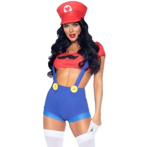 LEG AVENUE - COSTUME SEXY MARIO BROS ROUGE-BLEU S