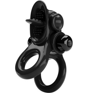 PRETTY LOVE - PASSIONATE RING DOUBLE ANNEAU VIBRANT STIMULATEUR DE CLITORIS NOIR