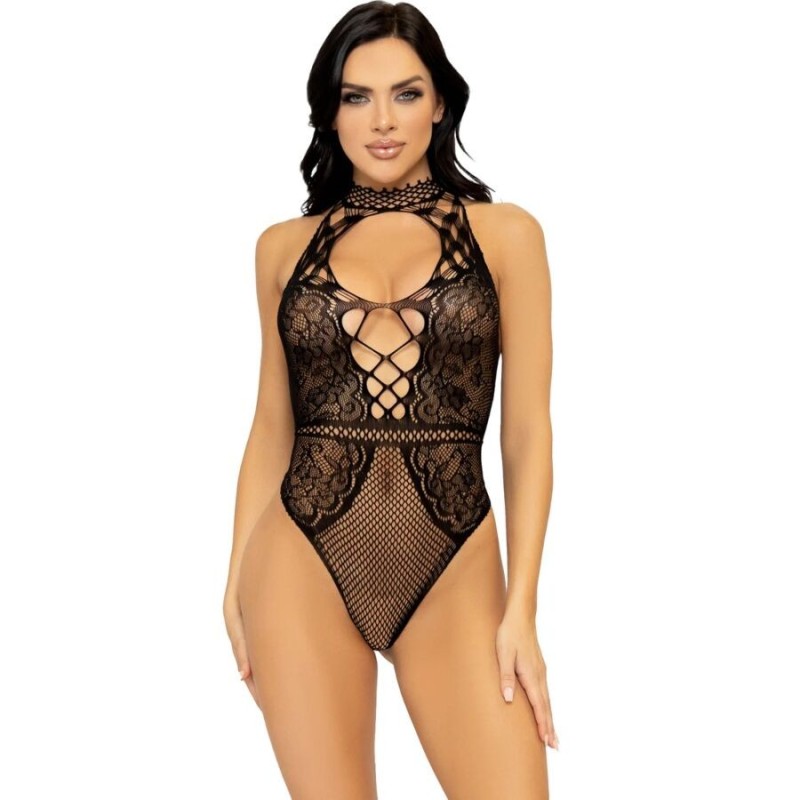LEG AVENUE - BODY GILET EN RÉSILLE ET DENTELLE TAILLE UNIQUE