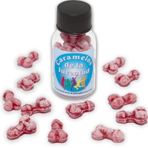 DIABLO PICANTE - 12 BONBONS JEUNESSE FORME PÉNIS FRAISE-CERISE