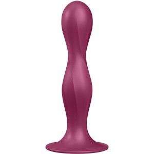 SATISFYER - GODE EN SILICONE DOUBLE BALL-R GRENAT