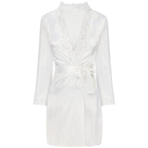 LIVCO CORSETTI FASHION - JACQUELINE LC 90249 ROBE DE CHAMBRE CHEMISE CULOTTE ECRU S-M