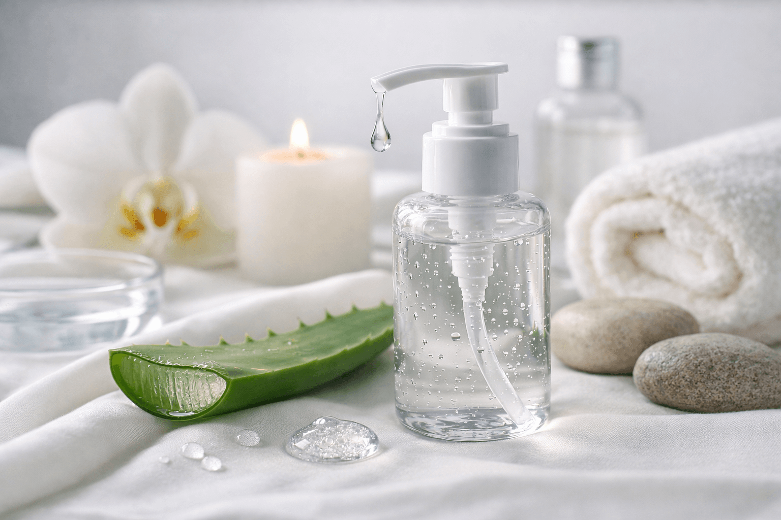 Gel lubrifiant bleu Durex Frescor H2O de 50 ml, bouteille transparente avec bouchon arrondi.